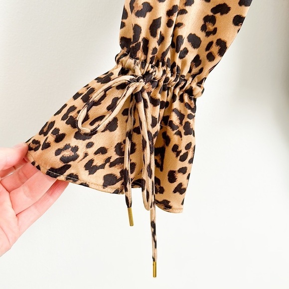 House of Harlow x Revolve Satin Leopard Print Off the Shoulder Bodysuit XS - Picture 9 of 12